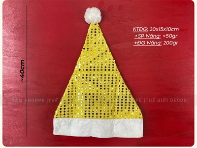 Nón Noel vải kim sa Vàng [Dày dặn - ĐK 27cm] NON-X-08